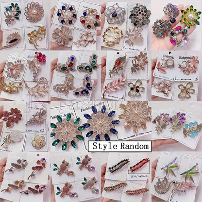 Brooch Pin - for Women 20 Pack Mixed Flower Rhinestone Crystal Faux Pearl - Elegant - product detail view 13