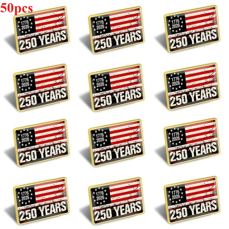 Brooch Pin - America 250th 50 Pack USA 1776-2026 Commemorative Badge - Retro Patriotic - product detail view 6