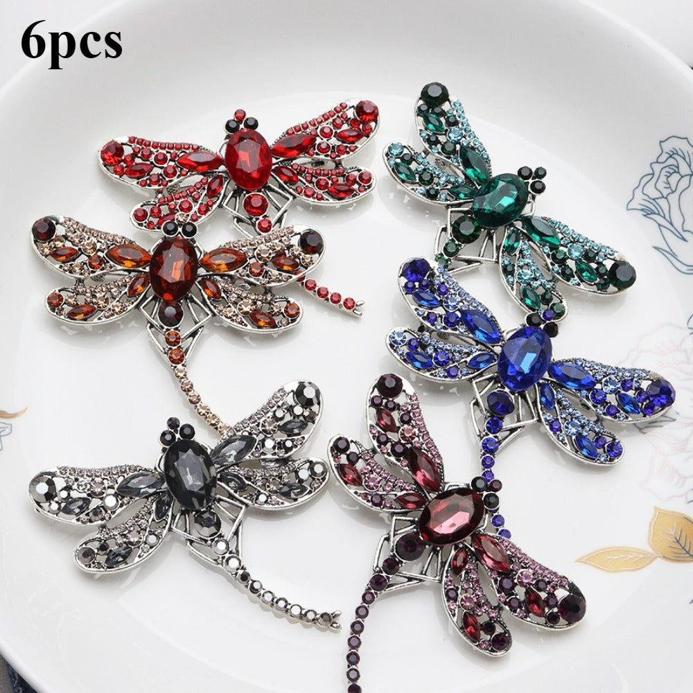 Brooch Pin - Dragonfly Set 6pcs Colorful Elegant Crystal Insect Lapel Luxury - product detail view 12