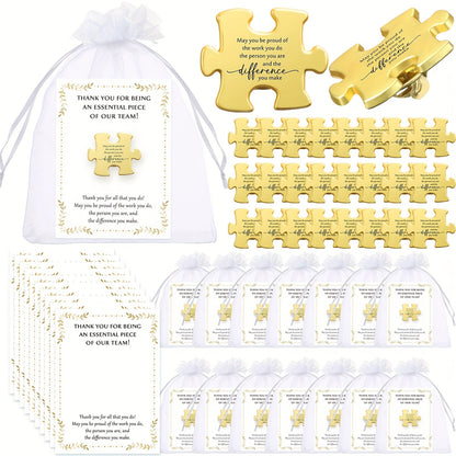 Brooch Pin - Employee Appreciation Gifts Bulk 75pcs Puzzle Piece Lapel Set with Thank - product detail view 8