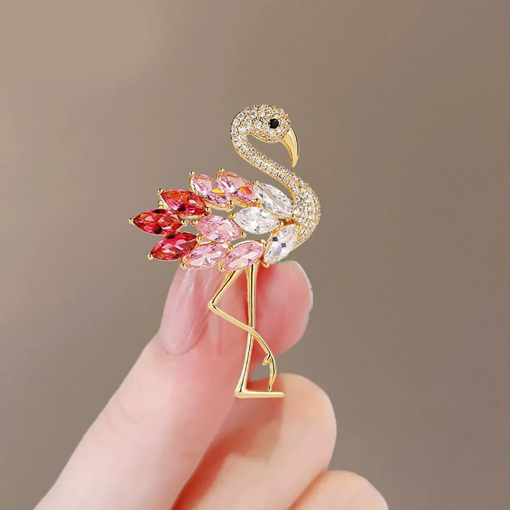 Brooch Pin - Flamingo Set 4pcs Colorful Zirconia Crystal Corsage Lapel Mori Chic Suit - product detail view 13