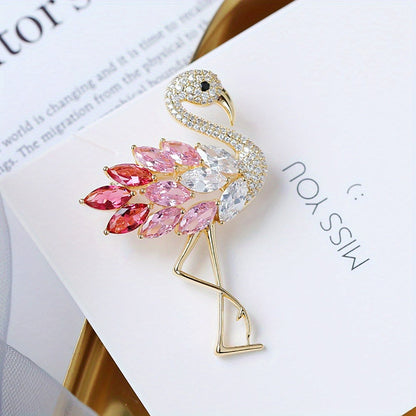 Brooch Pin - Flamingo Set 4pcs Colorful Zirconia Crystal Corsage Lapel Mori Chic Suit - product detail view 14