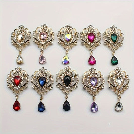 Brooch Pin - Rhinestone 10pcs Teardrop Crystal Detachable Retro Jewelry Brooches for - main product view