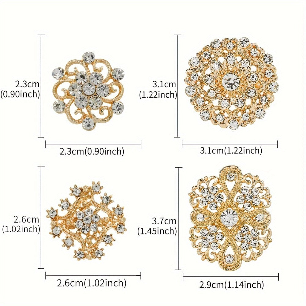 Brooch Pin - Rhinestone Set 36 Pcs Vintage Crystal Lapel for Women Men | Zinc Alloy - product detail view 7