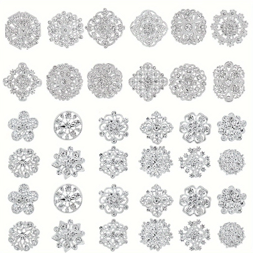 Brooch Pin - Rhinestone Set 36 Pcs Vintage Crystal Lapel for Women Men | Zinc Alloy - product detail view 8