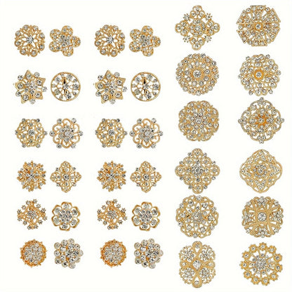 Brooch Pin - Rhinestone Set 36 Pcs Vintage Crystal Lapel for Women Men | Zinc Alloy - product detail view 9