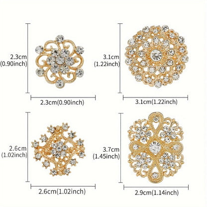 Brooch Pin - Rhinestone Set 36 Pcs Vintage Crystal Lapel for Women Men | Zinc Alloy - product detail view 11