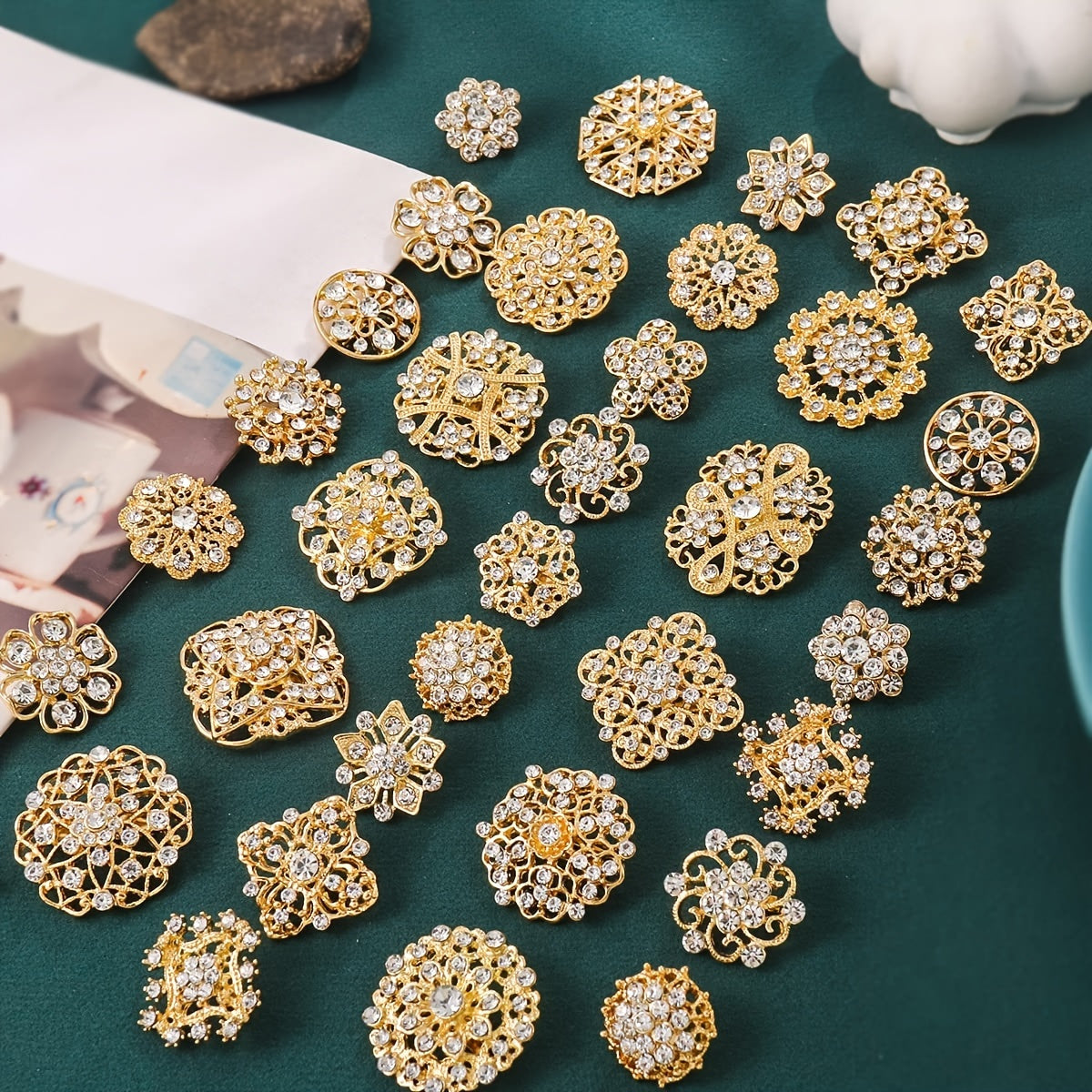 Brooch Pin - Rhinestone Set 36 Pcs Vintage Crystal Lapel for Women Men | Zinc Alloy - product detail view 15