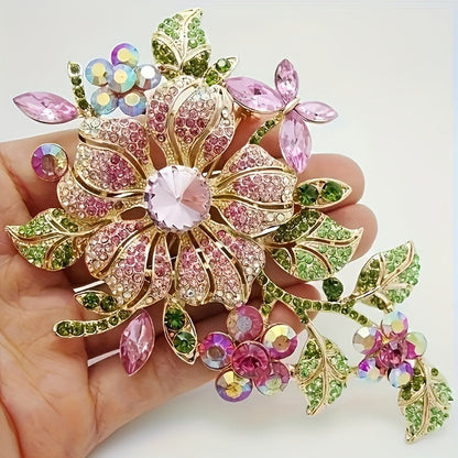 Brooch Pin - Rose for Women Sparkling Crystal Flower Elegant Luxury Rhinestone for - product detail view 7