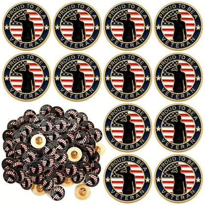 Brooch Pin - Veteran Lapel Bulk 100pcs American Flag Military USA Patriotic for - main product view
