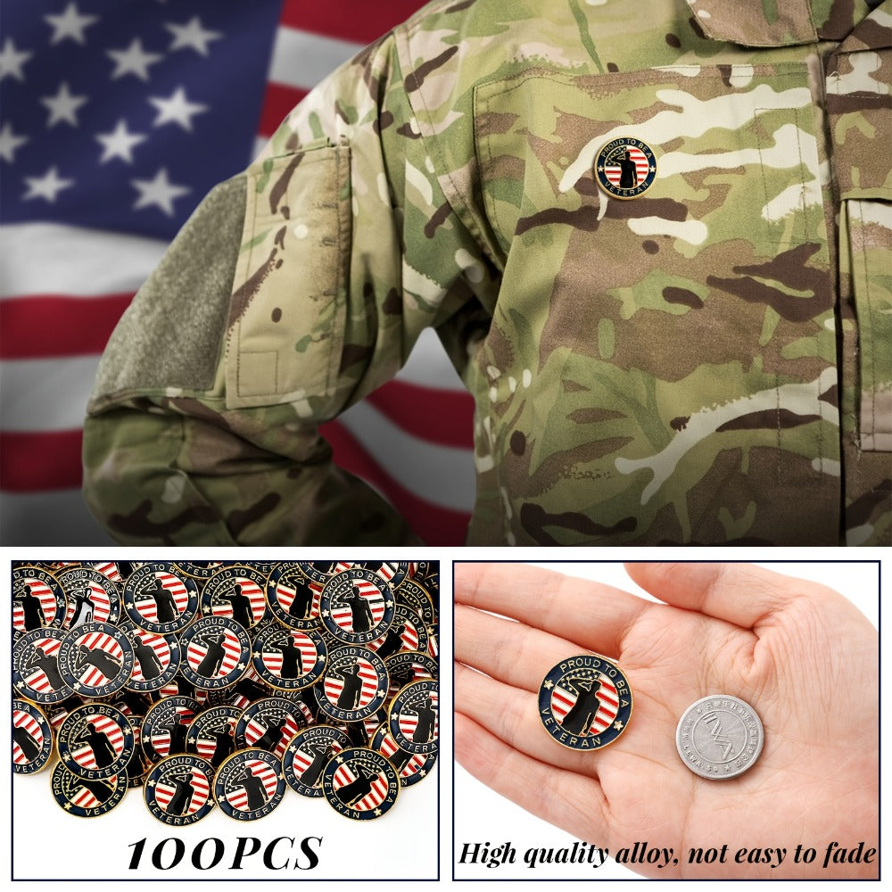 Brooch Pin - Veteran Lapel Bulk 100pcs American Flag Military USA Patriotic for - product detail view 4