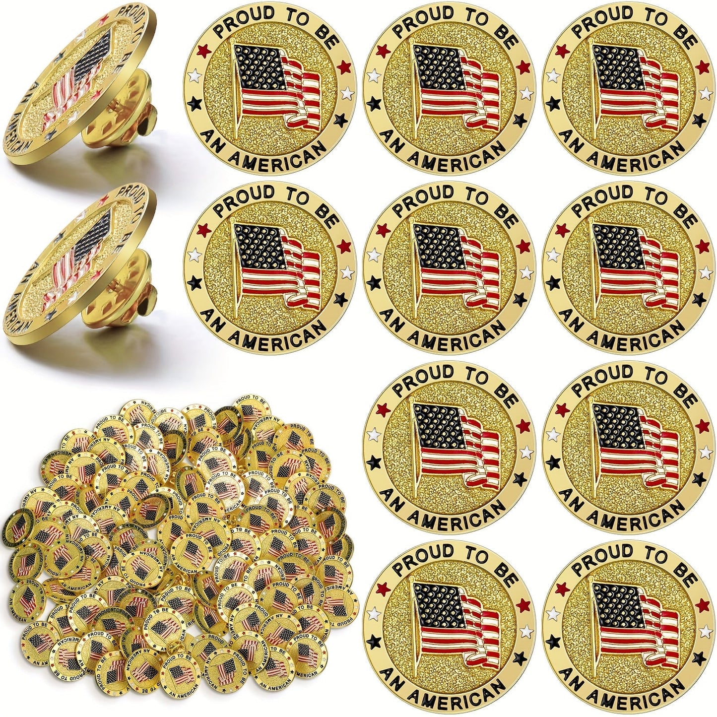 Brooch Pin - Veteran Lapel Bulk 100pcs American Flag Military USA Patriotic for - product detail view 7