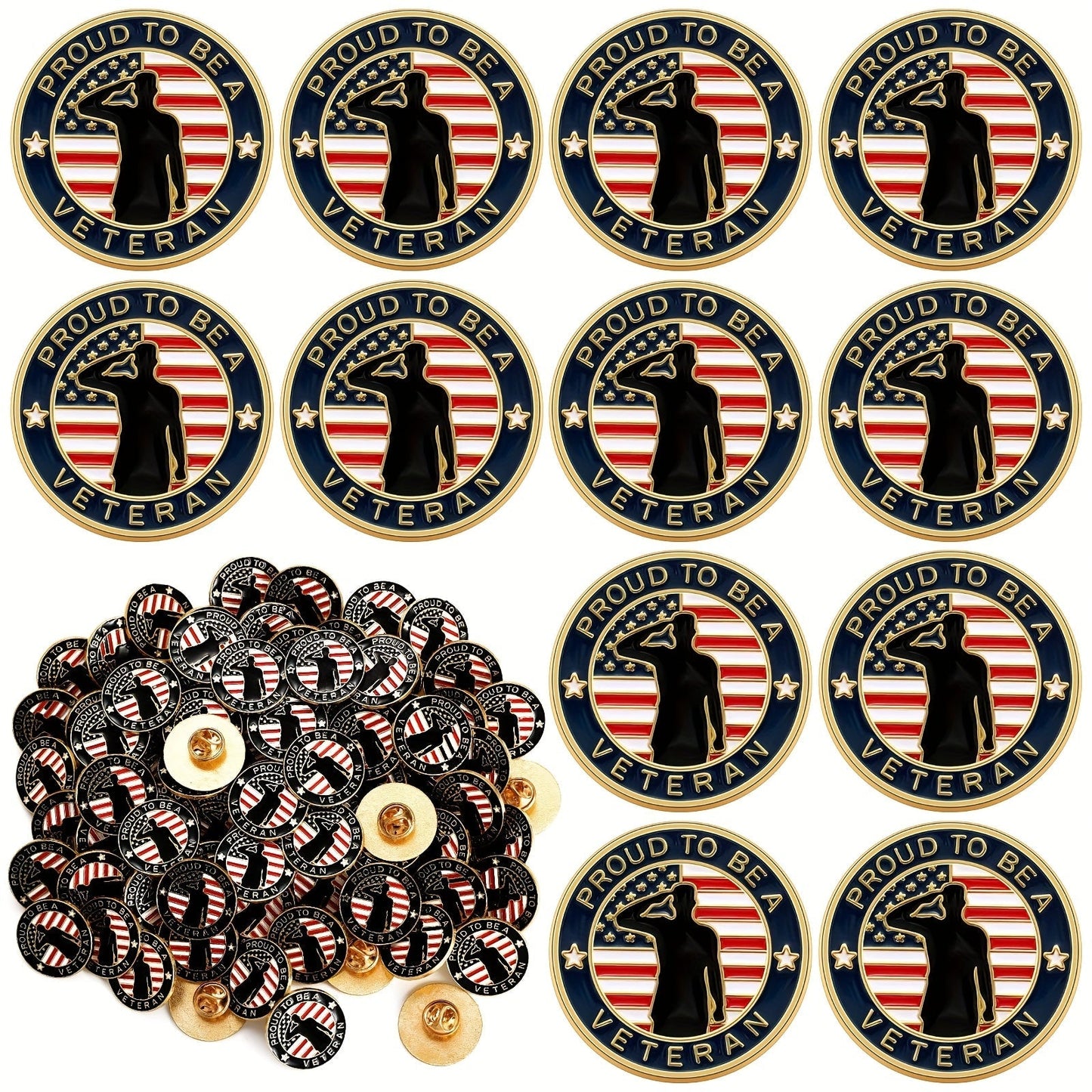 Brooch Pin - Veteran Lapel Bulk 100pcs American Flag Military USA Patriotic for - product detail view 8