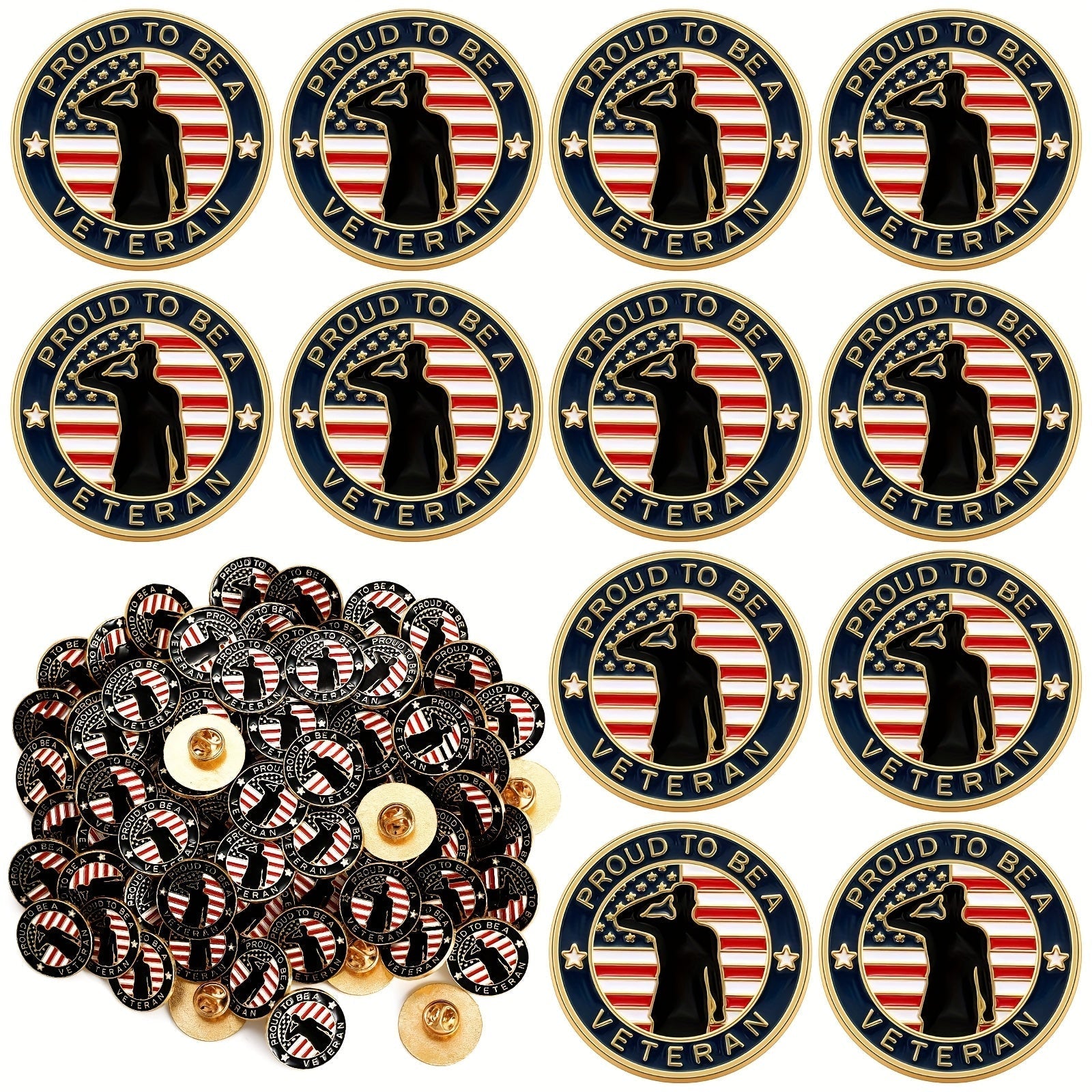 Brooch Pin - Veteran Lapel Bulk 100pcs American Flag Military USA Patriotic for - product detail view 8