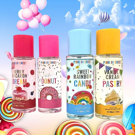Women's Fragrance Gift Set - Body & Hair Perfume Spray 4-Piece Set 2 fl oz Each, Sweet Scent for Date Party & Gifting