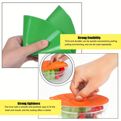 Silicone Food Lids 7 Pack 5 Sizes Reusable Stretch Lids for Bowls Cups Pots Pans – BPA Free Microwave Splatter Cover Airtight Leakproof Food
