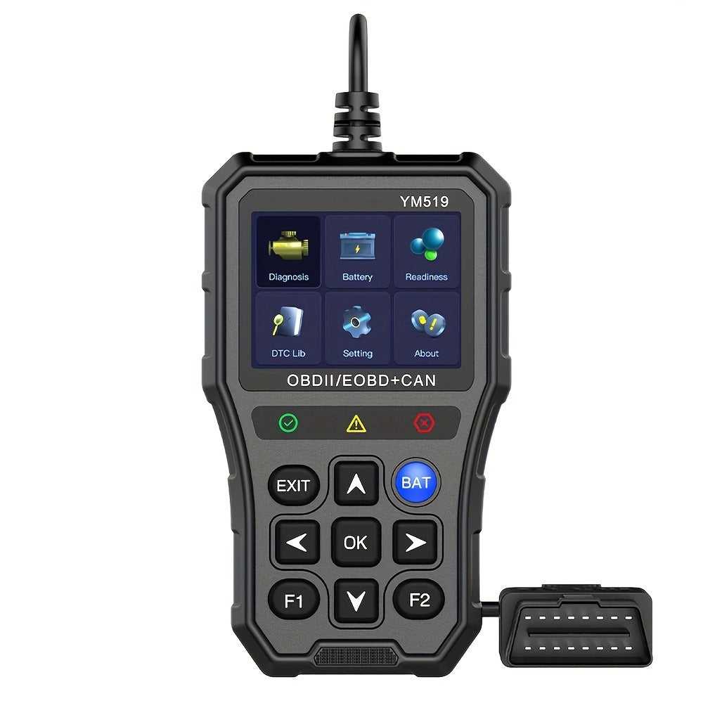 YM519 OBD2 Scanner with Color Screen, 13-Language Label, Battery Voltage and Live Data Icons