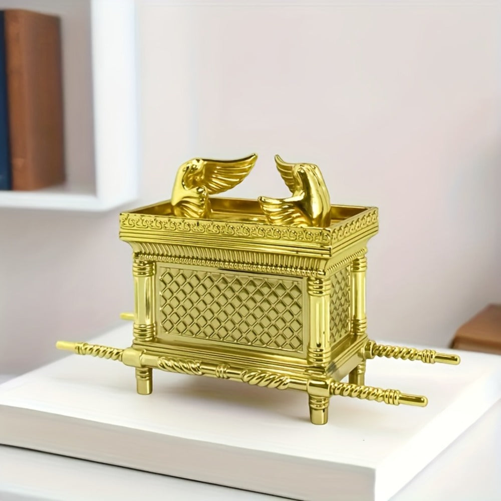 Ark of the Covenant Figurine – Golden Artisan Tabletop Statue, Spiritual Religious Decor for Home & Office, Hanukkah