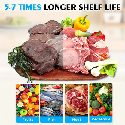 Vacuum Sealer Bags Reusable Airtight Food Storage Bags Multiple Sizes, No Power Needed, Keep Meat