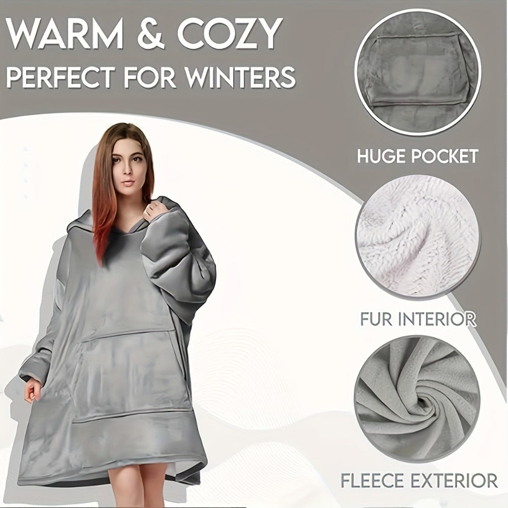 Flannel-Labeled Wearable Blanket Hoodie with Front Pocket and Ten Standard or Extended Color Styles