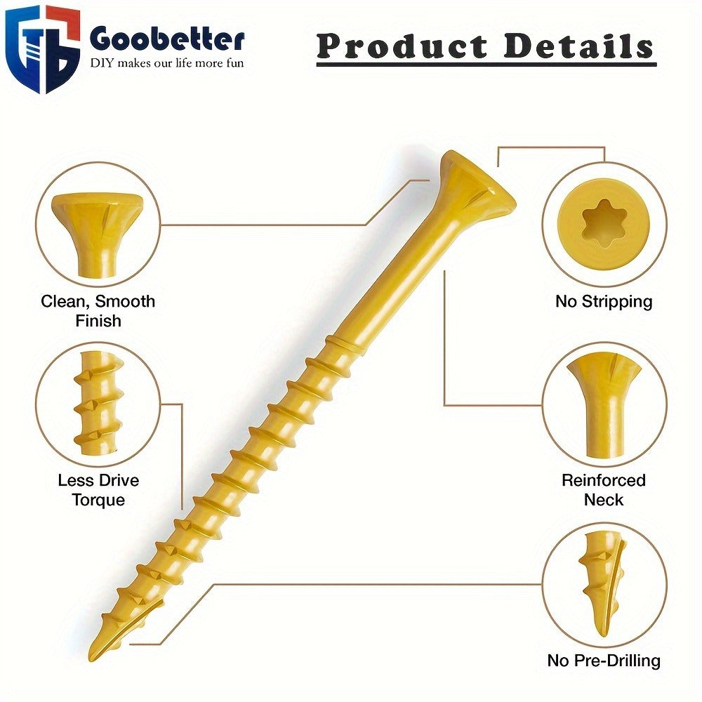 400pcs #10 x 3-1/2" Torx Wood Screws Yellow Ceramic Coating for Entryways, Bedrooms and Living Spaces