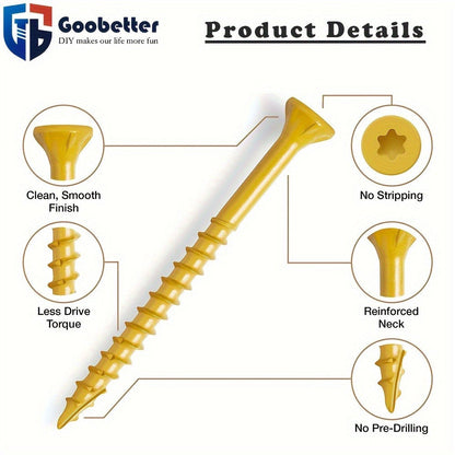 400pcs #10 x 3-1/2" Torx Wood Screws Yellow Ceramic Coating for Entryways, Bedrooms and Living Spaces