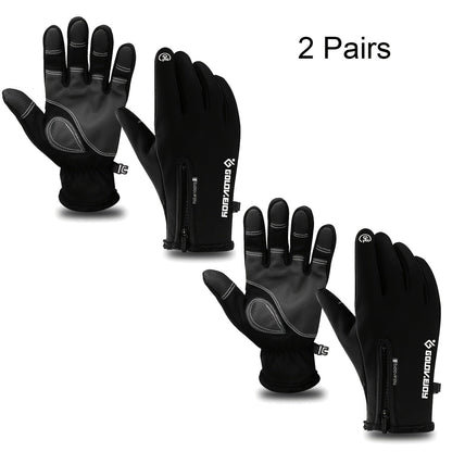 Two-Pair Full-Finger Winter Gloves in Black or Gray with Complete S, M, L, XL and XXL Size Grid