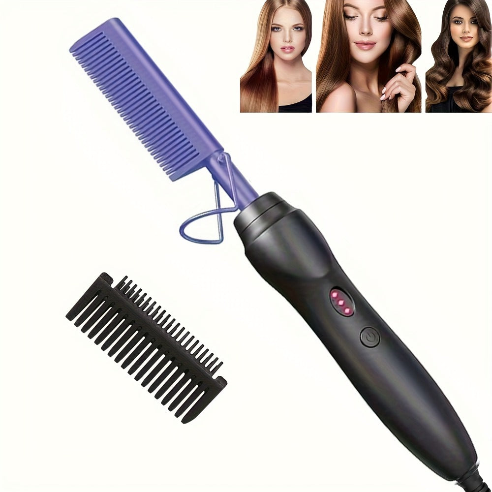 Electric Hot Comb Hair Straightener Ceramic Copper Heating Plate Portable Heat Press Comb for Home, Travel and Salon Hair Styling