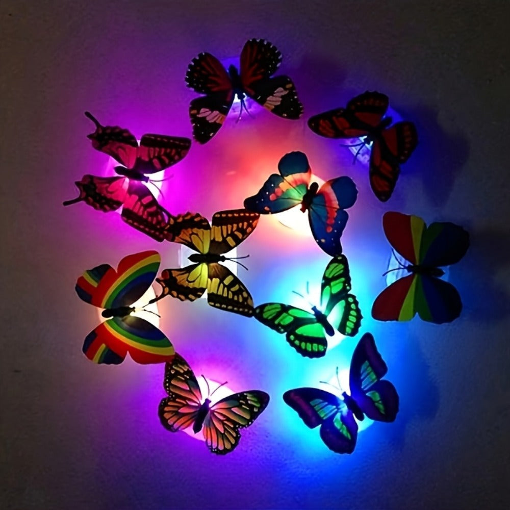 LED Butterfly Wall Stickers 30pcs 3D Glowing Butterfly Decorations Night Light Colorful Wall for Entryways, Bedrooms and Living Spaces
