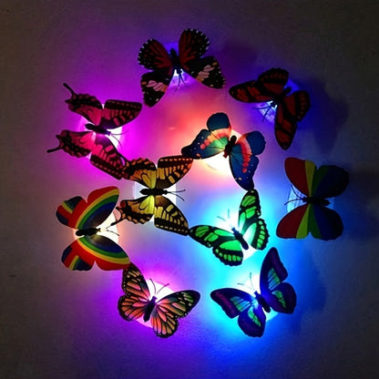 LED Butterfly Wall Stickers 30pcs 3D Glowing Butterfly Decorations Night Light Colorful Wall for Entryways, Bedrooms and Living Spaces