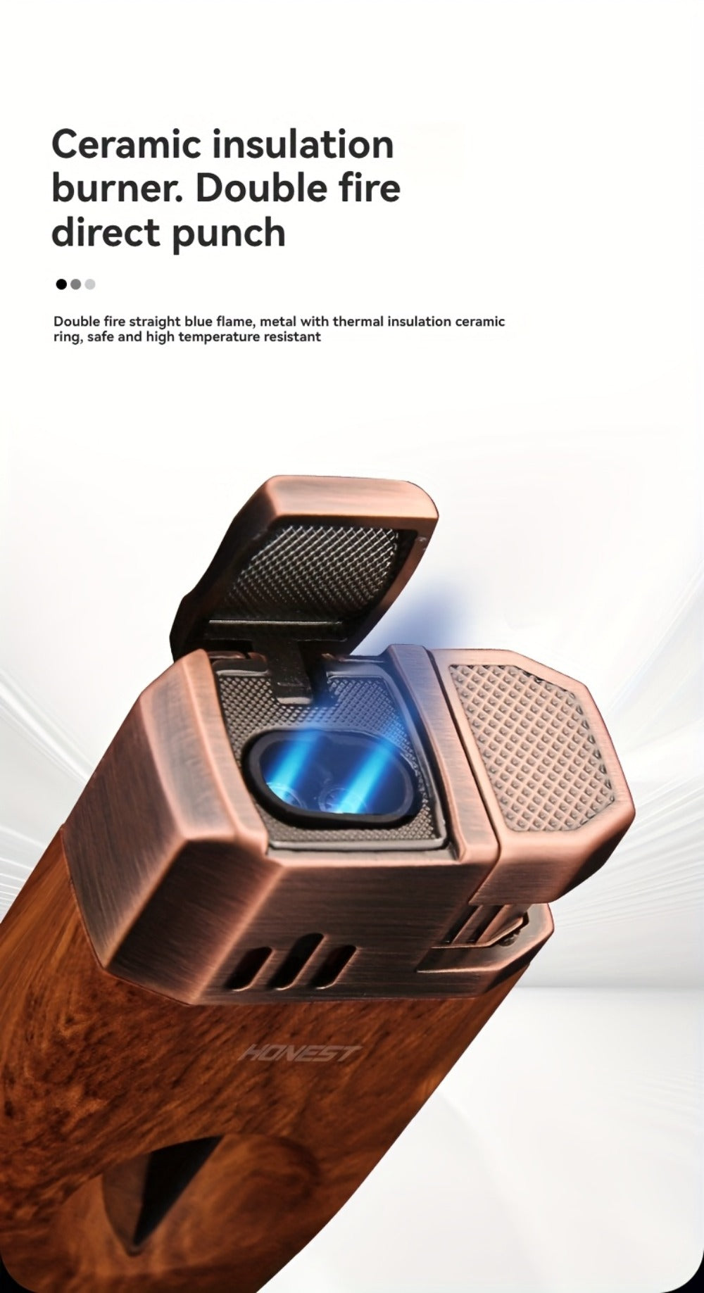 Cigar Torch Lighter with V-Shaped Cigar Cutter Built-in Clip Dual Windproof Jet Flame Visible for Entryways, Bedrooms and Living Spaces