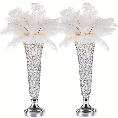 Crystal Trumpet Flower Vase Centerpieces for Wedding Table – Bling Wrought Crystal Vases for Party, Anniversary, Birthday