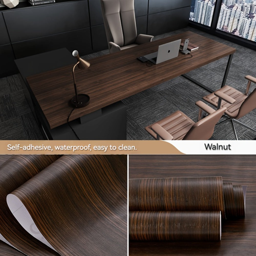 Wood Grain Floor Sticker Roll Peel & Stick Self-Adhesive Thickened Vinyl, Vintage DIY Flooring for Walls