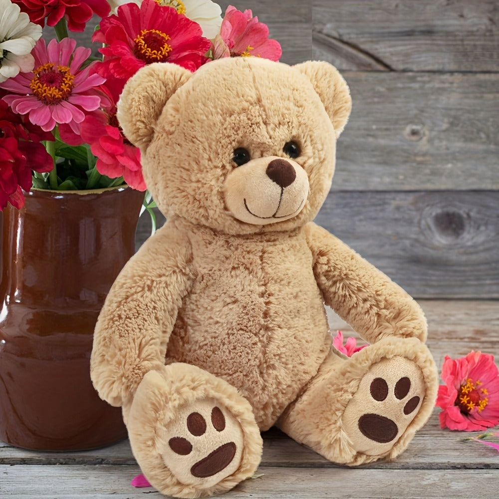 Plush Toy Soft Brown Teddy Bear in 10-Inch or 12-Inch Sizes with Classic Paw-Pad Details for Character Display, Room Decor and Gift