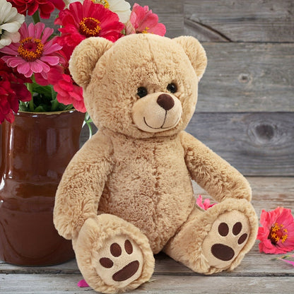 Plush Toy Soft Brown Teddy Bear in 10-Inch or 12-Inch Sizes with Classic Paw-Pad Details for Character Display, Room Decor and Gift