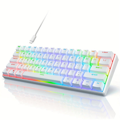 Mechanical Keyboard 61-Key Compact Wired Layout with Blue Switches, RGB Backlighting and Four Color Options