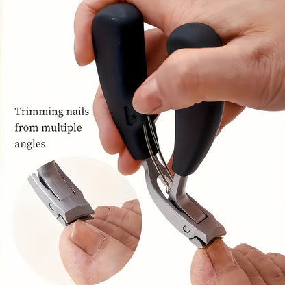 Heavy Duty Toenail Clipper Kit 4 Piece Stainless Steel | Convex Blade Ingrown Toenail Cutter with Nail File Ergonomic Non-Slip Handle |
