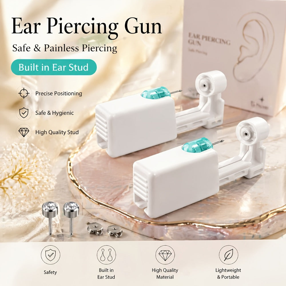 Disposable Ear Piercing Gun Set 8pcs - Stainless Steel Ear Stud Piercing Tool Kit for Entryways, Bedrooms and Living Spaces
