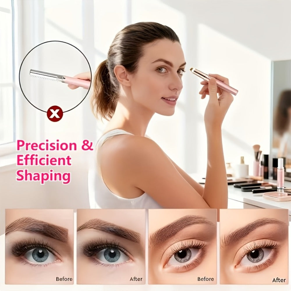 Electric Eyebrow Trimmer for Women 2 Pack, USB Rechargeable Painless Precision Eyebrow Razor Pen, Portable Hair Remover for Face Lip Leg