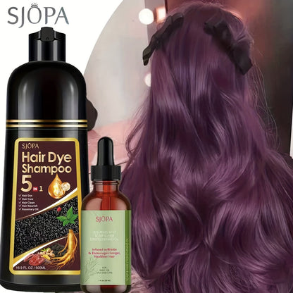 Rosemary Oil Hair Coloring Shampoo 5-in-1 Herbal Formula 500ml - 100% Gray Coverage for Bath Time, Home Spa and Personal Care