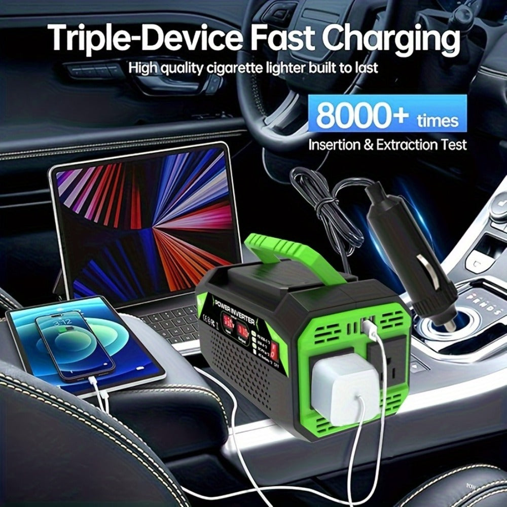 Power Inverter 500W/1000W DC 12V to AC 110V - Car Power Converter with LCD Display, 2 AC Outlets