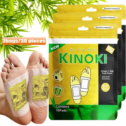 Foot Detox Pads 30 Pack Bamboo Vinegar Ginger Powder Natural Plant Ingredient Deep Cleansing Moisturizing Patches
