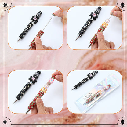 Glitter Beaded Pens Set 20pcs Sparkly String Bead Ballpoint Pens Colorful Fun Writing Pens for Office School Party Favors Wedding Gifts