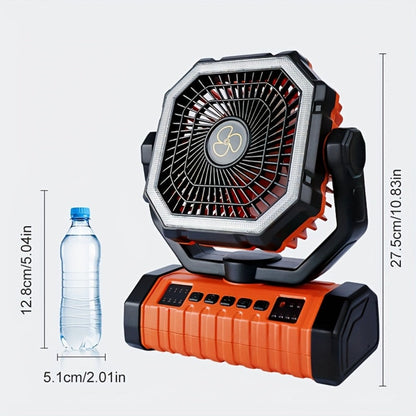 Outdoor Fan, 20000mAh with Built-In LED Light, USB Rechargeable Portable Outdoor Fan with Sturdy Handle, Rugged Compact Design for Tent