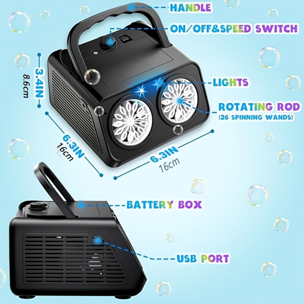 Electric Bubble Maker with 10X Bubble Solution, Dual Fan 20000+ Bubbles Per Minute Machine for Kids