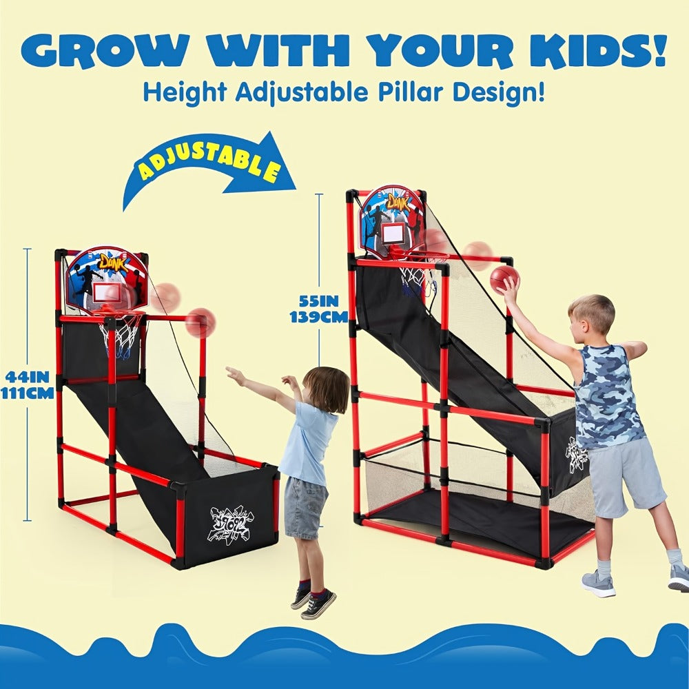 Kids Adjustable Basketball Hoop Set Arcade-Style Stand 4 Balls Air Pump with the Listed Color, Size or Set Options for Everyday Use
