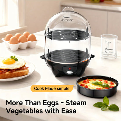 Electric Egg Boiler & Cooker with Auto Shut-Off, Single & Double Layer, Multi-Function for Hard Boiled