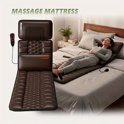 Full Body Shiatsu Massage Mattress, 10-Zone Vibration with Neck Kneading & Hot Compress for Home or Salon Spa Use
