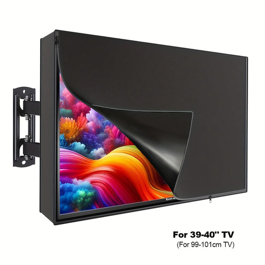 600D Weatherproof Outdoor TV Cover with Roll-Up Flap & 3-Side Zipper – Non-Scratch Liner, Remote Pocket, Wall Mount Compatible, 30–50 Inch