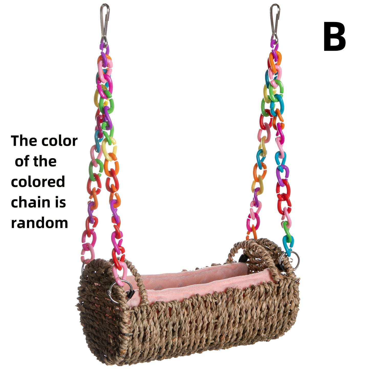 Parrot Nest with Mat Rattan Swing Toy All Season Bird Hammock Hanging Perch for Baby Parrots Cockatiels Conures Budgies Colorful Chain